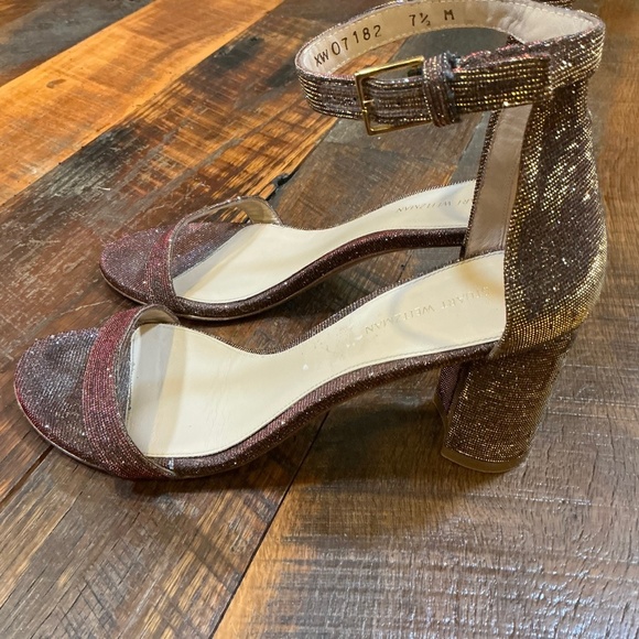 Stuart Weitzman NearlyNude Textured Sandals Pyrite Glitter  Size 8 Made in Spain - Picture 7 of 14